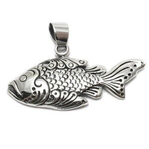 STERLING SILVER DETAILED & ORNATE FISH PENDANT